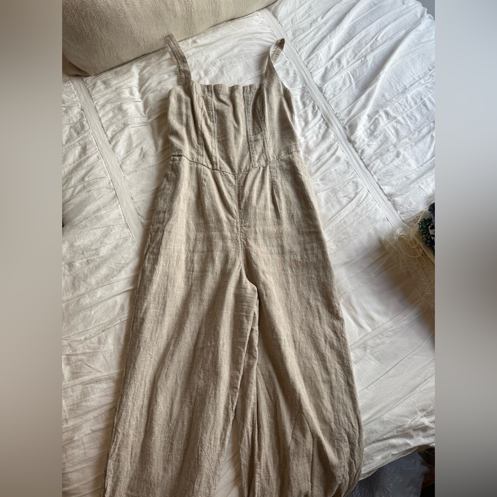 Abercrombie & Fitch Tan Jumpsuit with Relaxed Fit